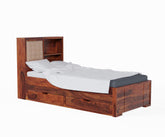 Maurice Solid Sheesham Wood Trundle Bed With Storage (Natural Finish)